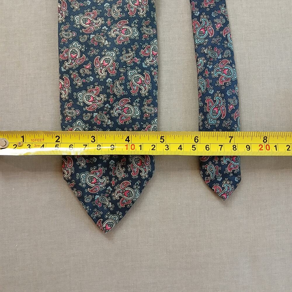 Vintage Gant Blue Paisley Silk Mens Necktie classic 70s 80s red cream retro - Picture 8 of 8